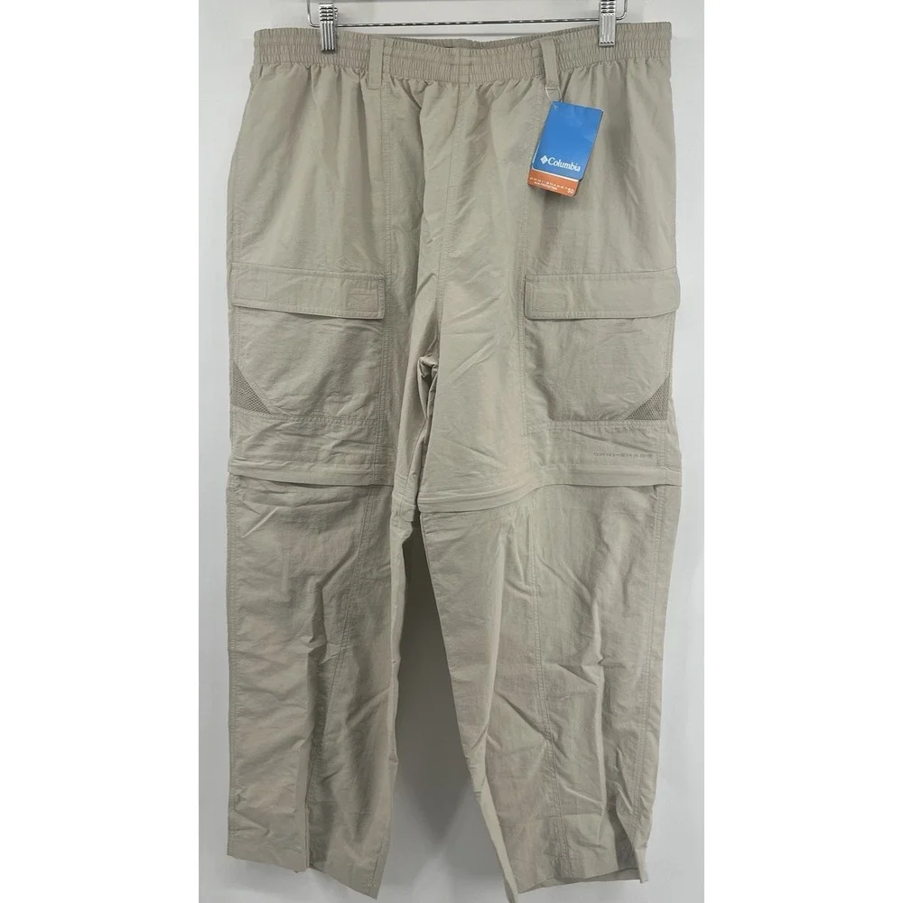 Columbia PFG Aruba III Convertible Pants Shorts Mens XL Tan Beige 38 30L New NWT